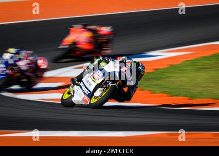 Il pilota sudafricano di Moto2 Darryn Binder del team Liqui Moly Husqvarna durante il Gran premio Motul a Cheste, Valencia, Spagna. Novembre 2023 Foto Stock