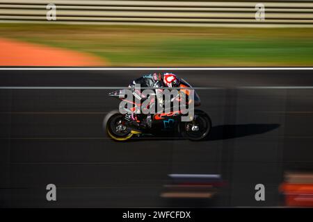 Il pilota spagnolo di Moto2 Aron Canet del team Pons Wegow Los40 durante il Gran premio Motul a Cheste, Valencia, Spagna. Novembre 2023 Foto Stock