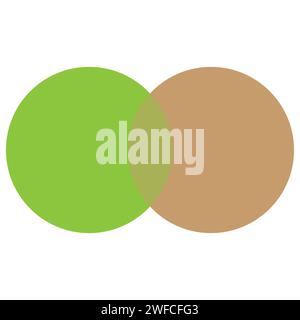 Cerchi intersecanti di colore verde chiaro e marrone. Elemento geometrico. Circolo degli affari. Illustrazione vettoriale. immagine stock. EPS 10. Illustrazione Vettoriale
