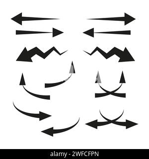 Frecce diverse su sfondo bianco. Illustrazione vettoriale. Immagine stock. eps 10. Illustrazione Vettoriale