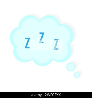 Design del logo cloud z z z. Messaggio di testo. Messaggio Sleeper. Simbolo di russamento. Illustrazione vettoriale. immagine stock. EPS 10. Illustrazione Vettoriale