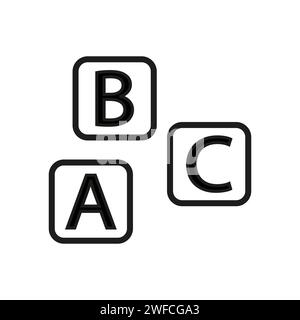 Icona cubi con lettere. Illustrazione vettoriale. Immagine stock. EPS 10. Illustrazione Vettoriale