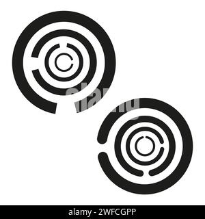 icone labirinti rotondi. Forma rotonda. Puzzle per bambini. Illustrazione vettoriale. EPS 10. Illustrazione Vettoriale