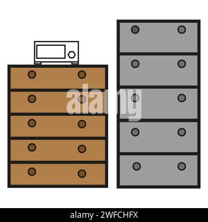 Comò Flat per cartoni animati per un design lifestyle. Design elegante. Illustrazione vettoriale. immagine stock. EPS 10. Illustrazione Vettoriale