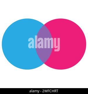 Cerchi intersecanti ciano e magenta. Elemento geometrico. Circolo degli affari. Illustrazione vettoriale. immagine stock. EPS 10. Illustrazione Vettoriale