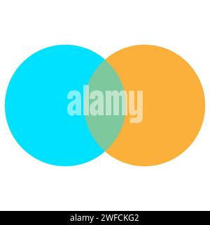 Cerchi intersecanti blu e arancione. Elemento geometrico. Circolo degli affari. Illustrazione vettoriale. immagine stock. EPS 10. Illustrazione Vettoriale