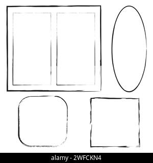 Cornici esclusive. Cornici, figure da linee doppie. immagine stock. EPS 10. Illustrazione Vettoriale