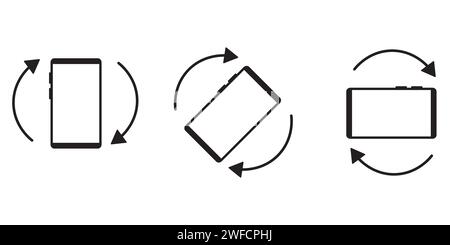 Ruotare le icone del telefono per la progettazione dei dispositivi mobili. Tecnologia Internet. Icona telefono impostata. Illustrazione vettoriale. immagine stock. EPS 10. Illustrazione Vettoriale
