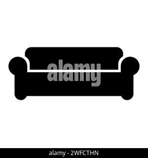 Icona divano nero. Design vintage. Elemento di progettazione. Illustrazione vettoriale. Immagine stock. EPS 10. Illustrazione Vettoriale