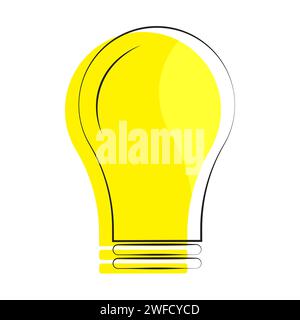 Disegnare una lampadina gialla per il web design. Idea creativa. Energia elettrica. Illustrazione vettoriale. immagine stock. EPS 10. Illustrazione Vettoriale