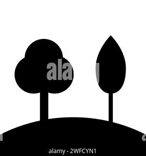Icona ad albero piatto per la progettazione Web. Logo dell'olivo. Set ecologico. Cartello con foglie di piante. Illustrazione vettoriale. Immagine stock. EPS 10. Illustrazione Vettoriale