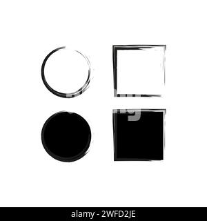 Tratti di inchiostro nero su sfondo bianco. Disegno tratto pennello. Illustrazione vettoriale. immagine stock. EPS 10. Illustrazione Vettoriale