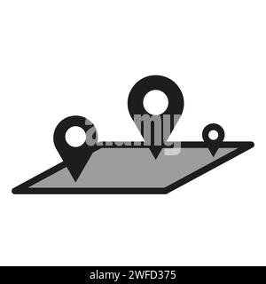 Icona mappa PIN. Individuare la mappa gps del pin. Illustrazione vettoriale. Immagine stock. eps 10. Illustrazione Vettoriale