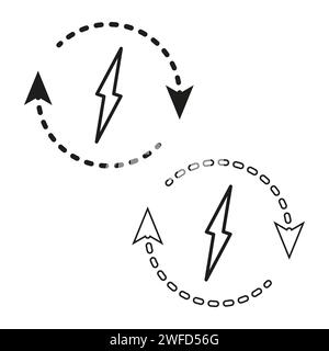 icona del motore di alimentazione di riserva, tensione di consumo sostenibile, energia della batteria di alimentazione automatica, fulmine. Illustrazione vettoriale. Immagine stock. EPS 10. Illustrazione Vettoriale