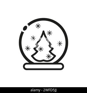 albero di natale con palla di vetro. Globo di neve in vetro. Illustrazione vettoriale. immagine stock. EPS 10. Illustrazione Vettoriale
