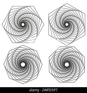 Forma circolare con linee intersecanti. Vortice, forma a spirale. Illustrazione vettoriale. EPS 10. Illustrazione Vettoriale