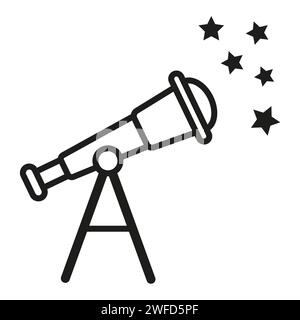 Icona stelle telescopio. Sfondo dello spazio. Illustrazione vettoriale. Immagine stock. EPS 10. Illustrazione Vettoriale