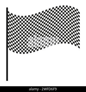 A scacchi, a scacchi. bandiera da corsa ondulata con diverse caselle. Traguardo, bandiera del campionato. illustrazione vettoriale. EPS 10. Illustrazione Vettoriale