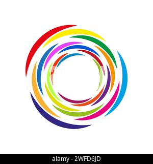 Cerchi colorati a spirale. Tecnologia rotonda. Fusione di colori. Illustrazione vettoriale. EPS 10. Illustrazione Vettoriale