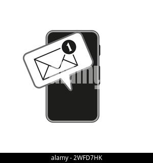 Icona del messaggio telefonico su sfondo bianco. Tecnologia digitale. Dispositivo intelligente. Illustrazione vettoriale. EPS 10. Illustrazione Vettoriale