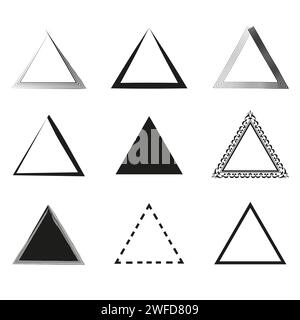 I triangoli sono in stile line art. Forma geometrica. Illustrazione vettoriale. EPS 10. Illustrazione Vettoriale
