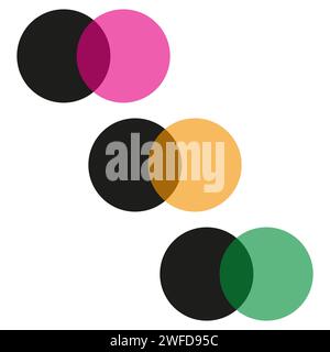 Infografica con cerchi intersecanti colorati. Elemento di progettazione. Illustrazione vettoriale. EPS 10. Illustrazione Vettoriale