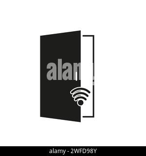 Icona della porta wireless con apertura automatica vettoriale ingresso moderno. Per la progettazione del sito Web, il logo, l'app, l'interfaccia utente. Illustrazione vettoriale. EPS 10. Illustrazione Vettoriale