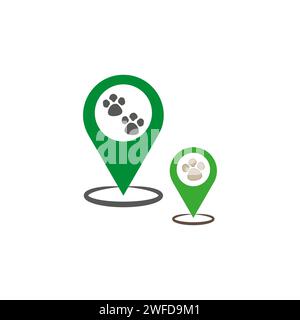 Simbolo o icona del localizzatore PET e gps. Illustrazione vettoriale. Immagine stock. EPS 10. Illustrazione Vettoriale