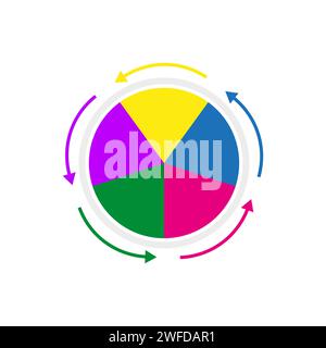 Elemento grafico circolare. Grafico a torta con frecce intorno. Illustrazione vettoriale. immagine stock. EPS 10. Illustrazione Vettoriale