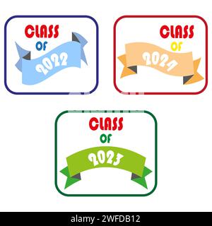 Classe di. Classe logo graduazione di su sfondo bianco. Per la progettazione di lauree, feste, lauree di scuola superiore o universitaria. Illustrazione vettoriale. EPS 10. Illustrazione Vettoriale