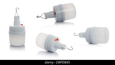 set di lampadine a led di emergenza bianche con batteria integrata. Foto Stock