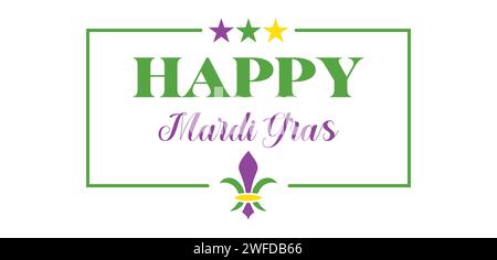 Disegno illustrativo del testo happy Mardi Gras Illustrazione Vettoriale