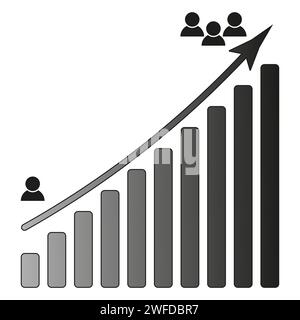 icona della crescita demografica, aumento dello sviluppo sociale, demografia globale. Illustrazione vettoriale. Immagine stock. EPS 10. Illustrazione Vettoriale