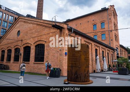 Quartiere di Praga, Varsavia, Polonia - 8 agosto 2023. Il Praga Koneser Center ha riqualificato il complesso nell'ex fabbrica di vodka nel quartiere di Praga, Varsavia, Polonia. Foto Stock