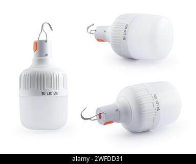 set di lampadine a led di emergenza bianche con batteria integrata. Foto Stock