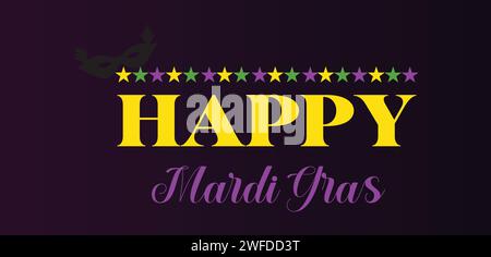 Disegno illustrativo del testo happy Mardi Gras Illustrazione Vettoriale