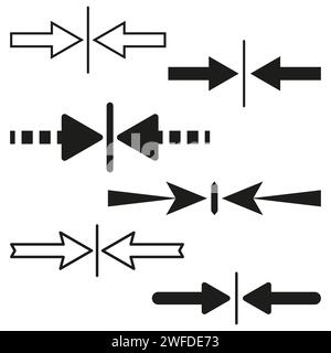 icona riunione freccia, combinazione, linea di connessione puntatore, sincronizzare le frecce. Illustrazione vettoriale. immagine stock. EPS 10. Illustrazione Vettoriale