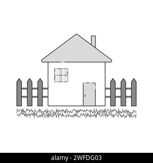 Icona della recinzione della casa astratta. Elemento di progettazione. Illustrazione vettoriale. EPS 10. Illustrazione Vettoriale