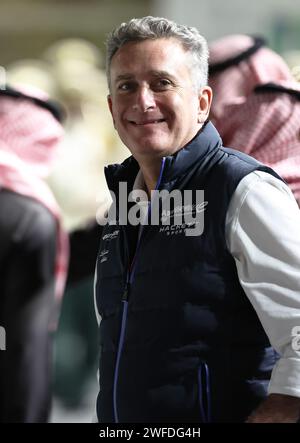 Riyadh, Arabia Saudita. 27 gennaio 2024. DIRIYAH, ARABIA SAUDITA - 27. Gennaio 2024; ALEJANDRO AGAG, CEO Formula e, DYRIYAH Formula e Grand Prix, Riyadh Round 3 Saudi Arabia e-prix, FormelE in Arabia Saudita, Formel Elektrik Rennen, GrandPrix Arabie Saoudite de formule e, formule electrique. Immagine a pagamento, copyright © Jun QIAN/ATP Images (QIAN Jun/ATP/SPP) credito: SPP Sport Press Photo. /Alamy Live News Foto Stock