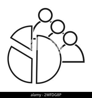 Grafico a torta con icona persone. Icona quantità e percentuale umana. Icona della proporzione della popolazione. Illustrazione vettoriale. EPS 10. Immagine stock. Illustrazione Vettoriale