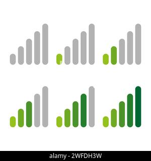 Indicatori di potenza, potenza, avanzamento o livello generico del segnale. Dimensioni file ridotte. Illustrazione vettoriale. EPS 10. Illustrazione Vettoriale