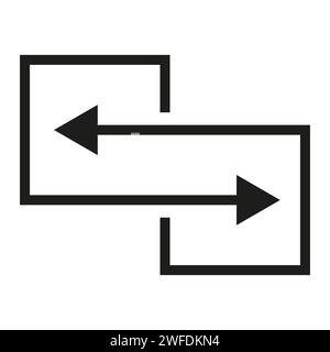 Frecce di direzione per l'icona di trasferimento. Segnale dati di migrazione. Simbolo di sincronizzazione. Illustrazione vettoriale. EPS 10. Immagine stock. Illustrazione Vettoriale