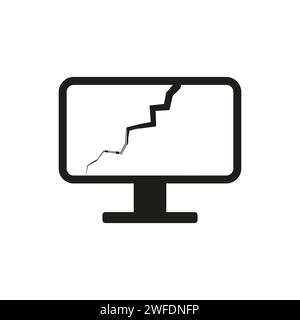 Monitor rotto. Icona dello schermo del computer incrinata. Illustrazione vettoriale. EPS 10. Immagine stock. Illustrazione Vettoriale