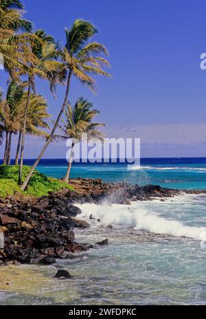 Poʻipū Beach Park si trova nella comunità di Poʻipū sulla costa meridionale dell'isola di Kauai alle Hawaii Foto Stock