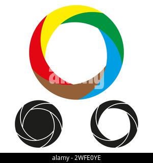 Logo circolare colorato. Logo a spirale e a spirale. Illustrazione vettoriale. EPS 10. Immagine stock. Illustrazione Vettoriale