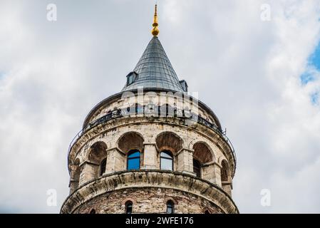 vista della torre galata dal basso Foto Stock