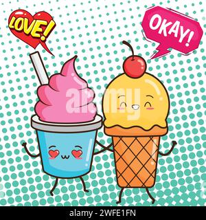 immagine vettoriale in stile pop art gelato Illustrazione Vettoriale