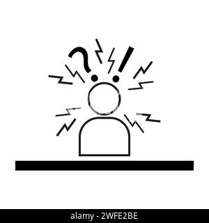 Icona del pensiero negativo. Icona del comportamento negativo del cliente. Simbolo cliente arrabbiato e cattivo umore. Illustrazione vettoriale. EPS 10. Immagine stock. Illustrazione Vettoriale