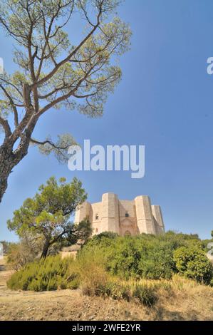 Castel del Monte è situato su una collina ad Andria, nella regione Puglia dell'Italia sud-orientale. Foto Stock