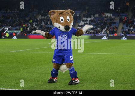 Leicester, Regno Unito. 30 gennaio 2024. Mascotte di Leicester durante il Leicester City FC contro Swansea City FC al King Power Stadium, Leicester, Inghilterra, Regno Unito il 30 gennaio 2024 Credit: Every Second Media/Alamy Live News Foto Stock